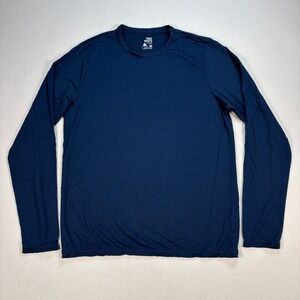 True North Baselayer Shirt Men's S Navy Merino Wool Blend Crew Neck Hiking Camp‎